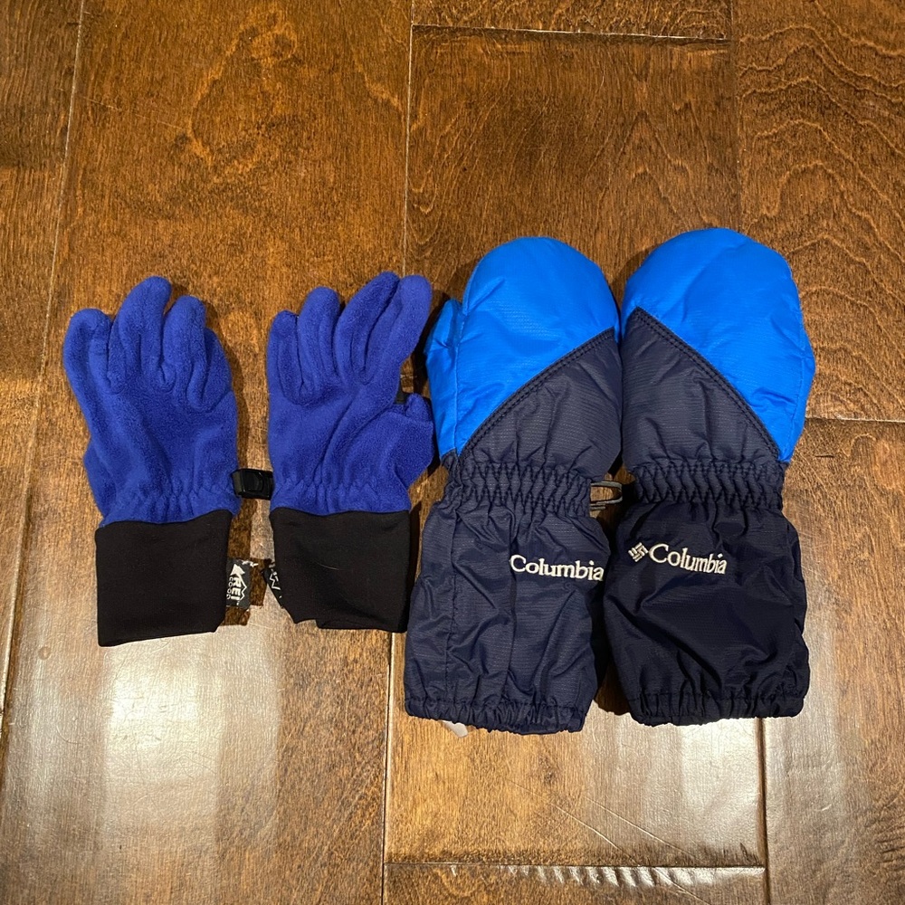 Toddler Fleece Gloves (REI) and Insulated Mittens (Columbia) - XS